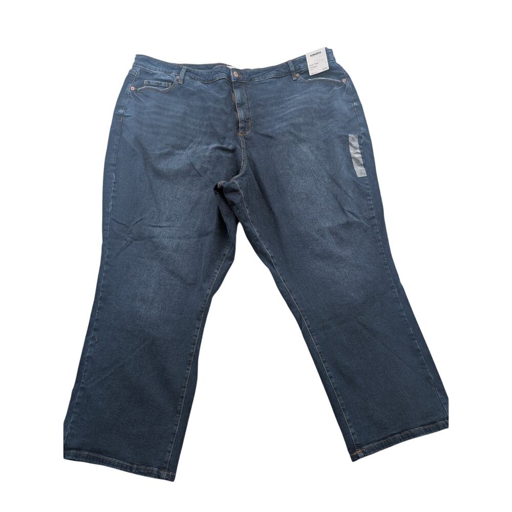 Sonoma Womens Plus Size 30W High Rise Straight Jeans Dark Wash Stretch NWT
